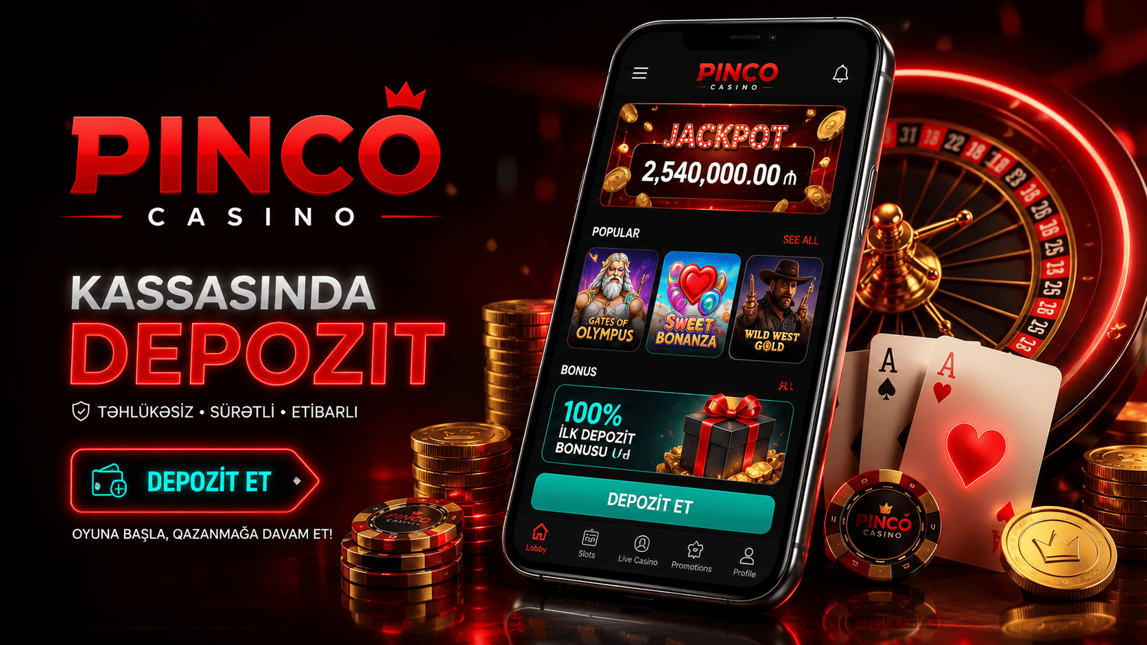 Pinco kassasında depozit və çıxarış metodları